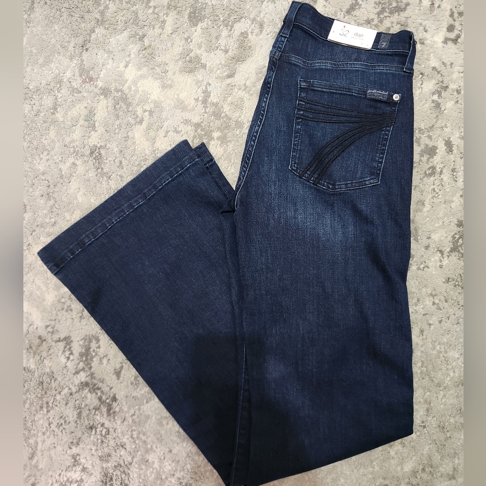 NWT 7 For All Mankind Dojo Original Trouser Blue/Black NEW Size 32